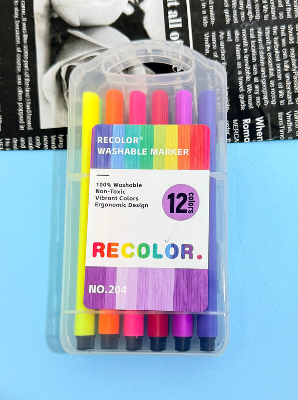 ماژیک قابل شستشو Washable Marker دوازده رنگ | ماژیک نقاشی و رنگآمیزی کودک